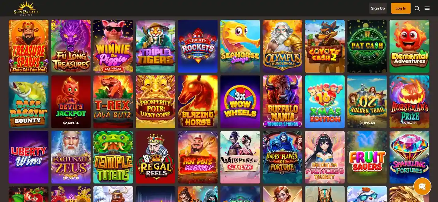 Sun Palace pokies and progressive jackpot games in the casino lobby